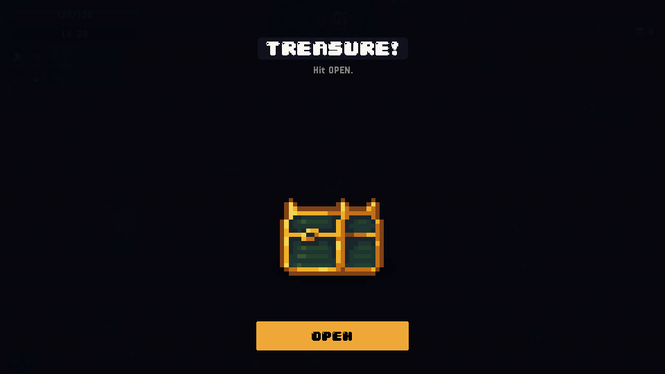 A treasure chest opening into a five-item reel