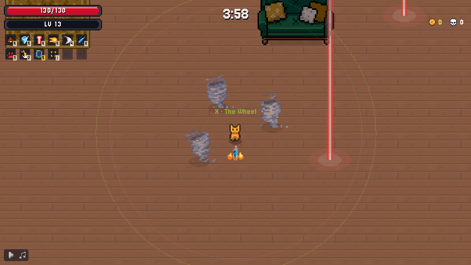 Litter Bomb, Catnado, Laser Pointer and Flaming Furball firing at once